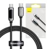 Baseus USB-C-USB-C kábel kijelzővel, 100 W, 1m (fekete)