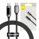 Baseus USB-C-USB-C kábel kijelzővel, 100 W, 1m (fekete)