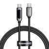 Baseus USB-C-USB-C kábel kijelzővel, 100 W, 1m (fekete)