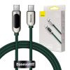 Baseus USB-C – USB-C kábel, tápellátás kijelzővel, 100 W, 1m (zöld)