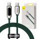Baseus USB-C – USB-C kábel, tápellátás kijelzővel, 100 W, 1m (zöld)