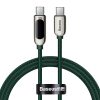 Baseus USB-C – USB-C kábel, tápellátás kijelzővel, 100 W, 1m (zöld)
