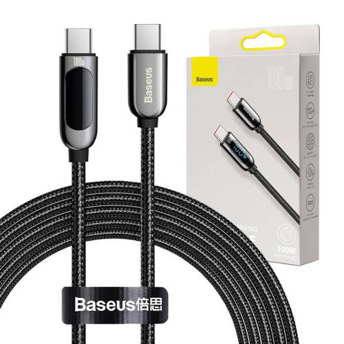 Baseus USB-C-USB-C kijelzőkábel, 100 W, 2m (fekete)