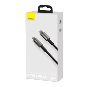   Baseus Tungsten Gold gyorstöltő adatkábel-USB-C-USB-C, 100W, 1m  (Fekete)