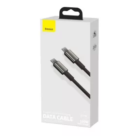   Baseus Tungsten Gold gyorstöltő adatkábel-USB-C-USB-C, 100W, 2m (Fekete)