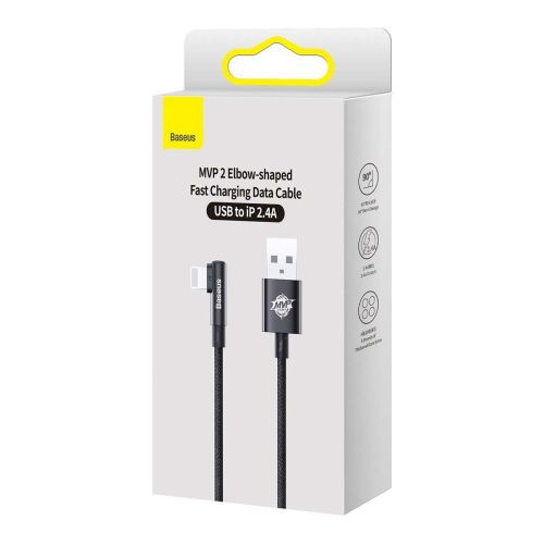 Baseus MVP 2 könyökkábel, tápkábel USB - Lightning csatlakozó, 2m, 20W (fekete)