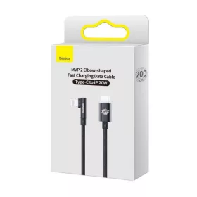   Baseus MVP 2 könyök kábel, tápkábel USB-C - Lightning csatlakozó, 2m, 20W (Fekete)