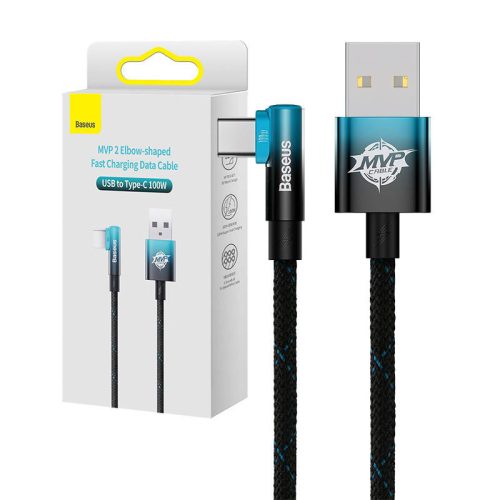 Baseus USB-USB-C könyök kábel 100W, 2m (fekete-kék)