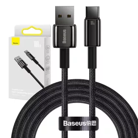   Baseus Tungsten Gold adatkábel, töltőkábel USB / USB-C, 100W, 2m (Fekete)