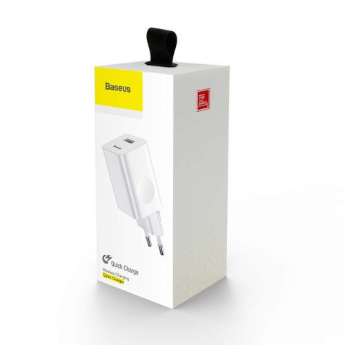 Baseus Utazó Gyorstöltő, USB, QC 3.0, 24W (Fehér)