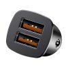 Baseus Square 2xUSB autós töltő QC3.0 SCP AFC 30W  (Fekete)