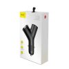 Baseus autós töltő Y-type dual USB + szivargyújtó hosszabbított, 3,4A (fekete)