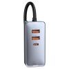 Baseus Share Together autós töltő hosszabbítóval, 3x USB, USB-C, 120W (szürke)