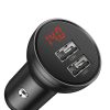 Baseus autós töltő 2USB 4.8A 24W LCD kijelzővel (Szürke)