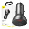 Baseus autós töltő 2USB 4.8A 24W LCD kijelzővel (Szürke)