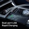 Baseus autós töltő 2USB 4.8A 24W LCD kijelzővel (Ezüst)