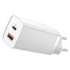 Baseus GaN2 Lite fali töltő, USB + USB-C, 65 W, EU (Fehér)