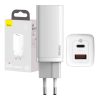 Baseus GaN2 Lite fali töltő, USB + USB-C, 65 W, EU (Fehér)