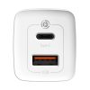 Baseus GaN2 Lite fali töltő, USB + USB-C, 65 W, EU (Fehér)