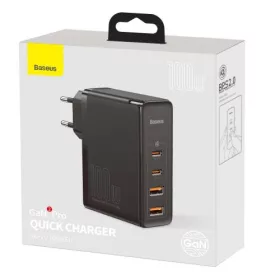   Baseus GaN2 Pro fali töltő, 2x USB + 2x USB-C, 100W, EU (Fekete)