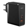 Baseus GaN USB-C + USB fali töltő, 100W + 1m kábel