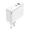 Baseus GaN5 Pro USB-C + USB hálozati töltő, 100W + 1m kábel (Fehér)