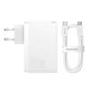 Baseus GaN5 Pro Gyorstöltő, 2xUSB-C + USB, 140W (Fehér)
