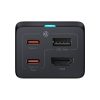 Baseus GaN5 Pro asztali gyorstöltő USB + 2x USB-C + HDMI, 67W 1,5m-es tápkábellel + USB-C - USB-C adatkábel, 100W (20V/5A), 1m (fekete)