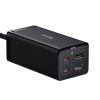 Baseus GaN5 Pro asztali gyorstöltő USB + 2x USB-C + HDMI, 67W 1,5m-es tápkábellel + USB-C - USB-C adatkábel, 100W (20V/5A), 1m (fekete)