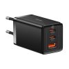 Baseus GaN5 Pro hálózati töltő 2xType-C + USB, 65W (Fekete)