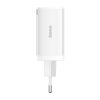 Baseus GaN5 Pro hálózati töltő 2xType-C + USB, Type-C-Type-C kábellel, 65W (Fehér)