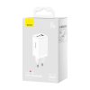 Baseus GaN5 Pro hálózati töltő 2xType-C + USB, Type-C-Type-C kábellel, 65W (Fehér)
