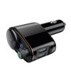 Baseus Autós Töltő/ Bluetooth FM Transmitter S-06, BT. 4.2, USB-A, (Fekete)