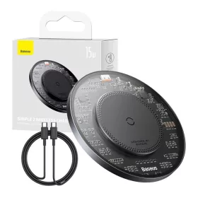   Baseus Simple 2, Wireless Qi induktív töltő, 15W USB-C - USB-C kábellel (Fekete)