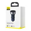 Baseus Particular autós töltő USB/USB-C 65W 5A SCP QC 4.0 + PD 3.0 LCD kijelzővel  (Ezüst)