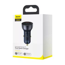   Baseus Particular autós töltő USB/USB-C 65W 5A SCP QC 4.0 + PD 3.0 LCD kijelzővel (Szürke)