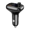 Baseus Autós Töltő - Bluetooth FM Transmitter S-13, BT. 5.0, 10m Range, USB-A QC 12V/ 2.4A, USB-A 5V/ 1.5A, Type-C 12V/ 2.4A, (Fekete) 