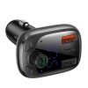 Baseus Autós Töltő - Bluetooth FM Transmitter S-13, BT. 5.0, 10m Range, USB-A QC 12V/ 2.4A, USB-A 5V/ 1.5A, Type-C 12V/ 2.4A, (Fekete) 