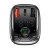 Baseus Autós Töltő - Bluetooth FM Transmitter S-13, BT. 5.0, 10m Range, USB-A QC 12V/ 2.4A, USB-A 5V/ 1.5A, Type-C 12V/ 2.4A, (Fekete) 