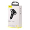 Baseus Autós Töltő - Bluetooth FM Transmitter S-13, BT. 5.0, 10m Range, USB-A QC 12V/ 2.4A, USB-A 5V/ 1.5A, Type-C 12V/ 2.4A, (Fekete) 