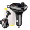 Baseus Autós Töltő - Bluetooth FM Transmitter S-13, BT. 5.0, 10m Range, USB-A QC 12V/ 2.4A, USB-A 5V/ 1.5A, Type-C 12V/ 2.4A, (Fekete) 