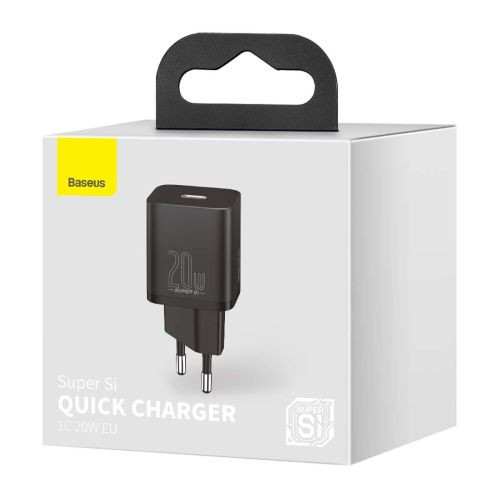Baseus Super Si USB-C hálózati gyorstöltő 20W (Fekete)