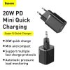 Baseus Super Si USB-C hálózati gyorstöltő 20W (Fekete)