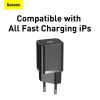 Baseus Super Si USB-C hálózati gyorstöltő 20W (Fekete)