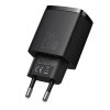 Baseus Compact gyorstöltő adapter 20W Type-C + USB (Fekete)