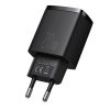 Baseus Compact gyorstöltő adapter 20W Type-C + USB (Fekete)