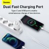 Baseus Compact gyorstöltő adapter 20W Type-C + USB (Fehér)