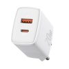 Baseus Compact gyorstöltő adapter 20W Type-C + USB (Fehér)