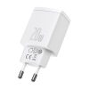 Baseus Compact gyorstöltő adapter 20W Type-C + USB (Fehér)