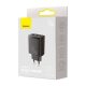 Baseus Compact gyorstöltő adapter 30W USB-C + 2XUSB (Fekete)